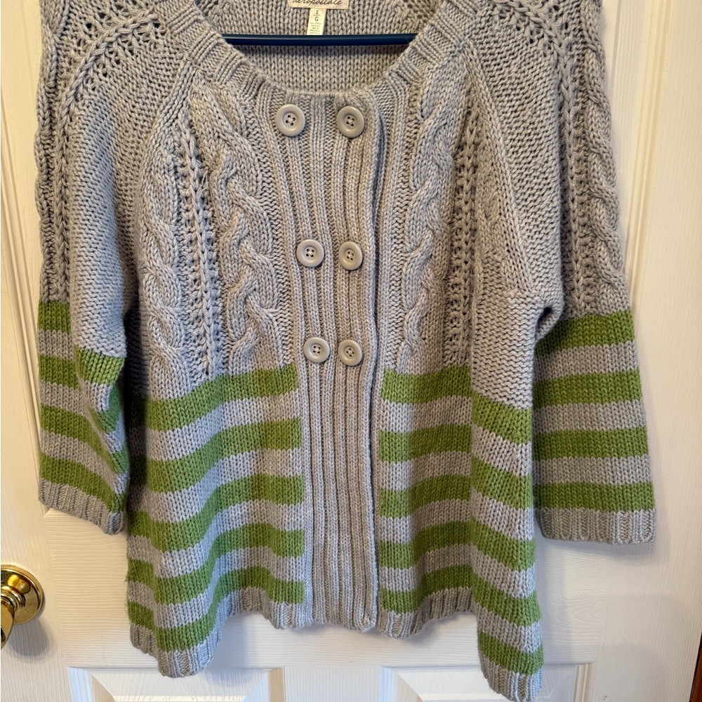 NEW Aeropostale Gray & Lime Green Sweater Size Large See Measurements